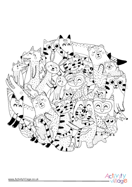 Mothers and babies circle colouring page