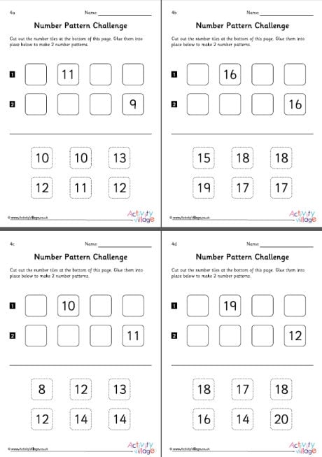 Number pattern worksheets set 4