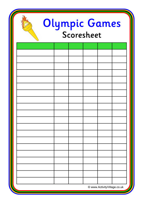 Olympic Games Scoresheet 2