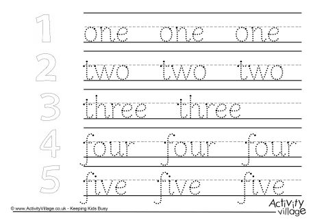 One To Five Handwriting Worksheet