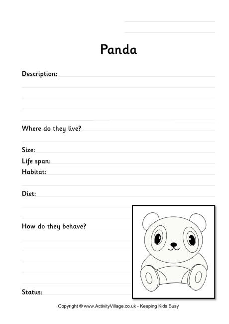 worksheet research animal Panda Worksheet