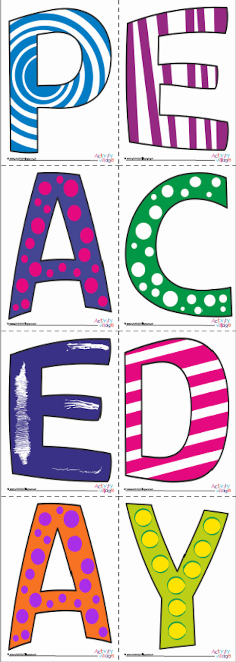 Peace Day letters - pattern