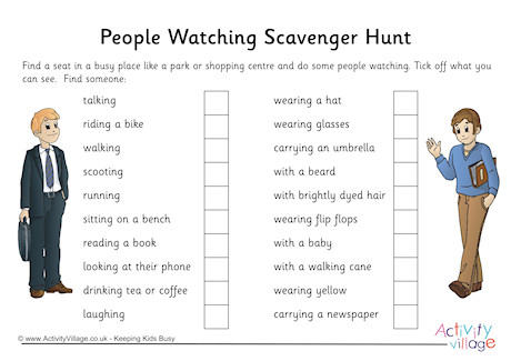 alphabet games drinking Hunt People Watching Scavenger