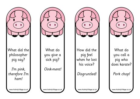 Pig Bookmarks Jokes