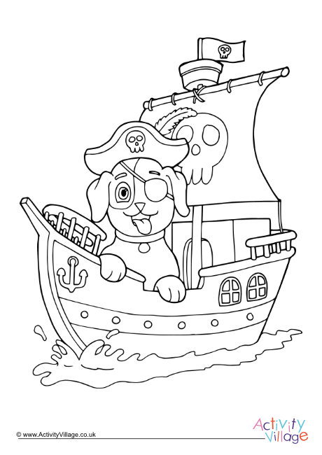 Pirate puppy colouring page