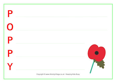 kindergarten printables handwriting Poppy Printable Poem Acrostic