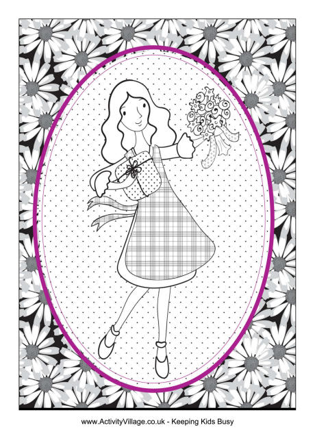 Pretty mother colouring page