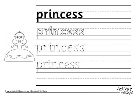 Princess handwriting worksheet