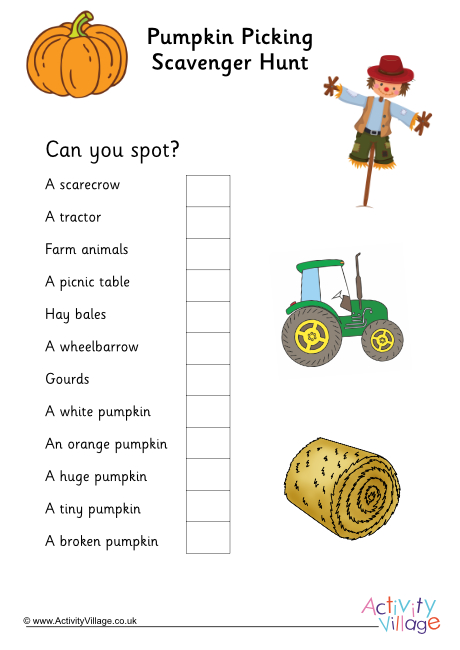 Pumpkin picking scavenger hunt