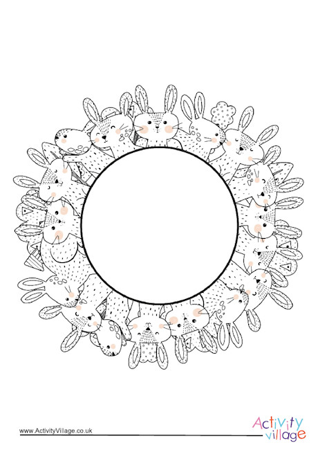 Rabbits border colouring page