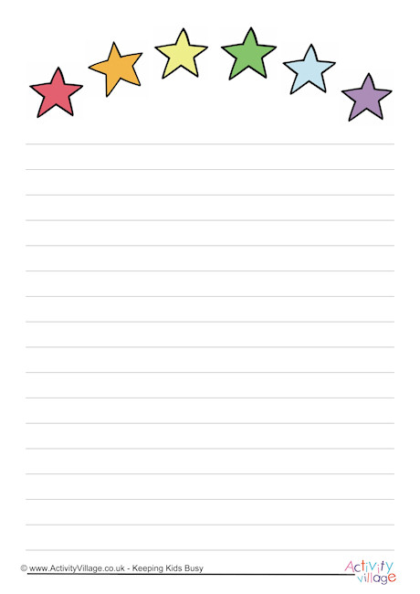 rainbow of stars writing paper