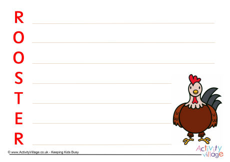 Rooster acrostic poem printable