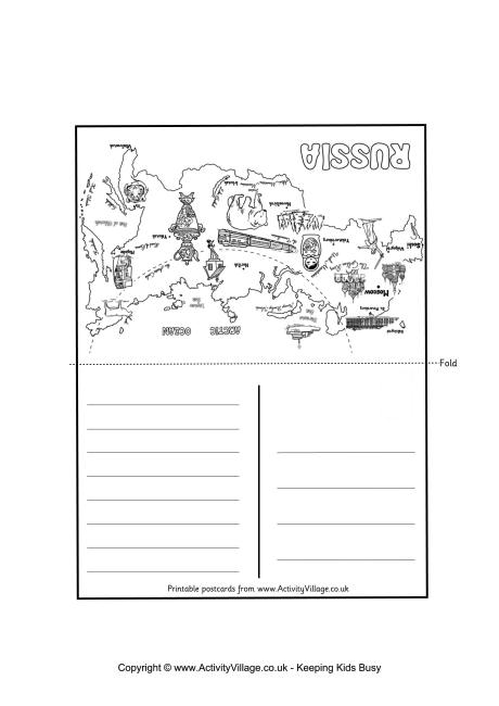 Russia map postcard