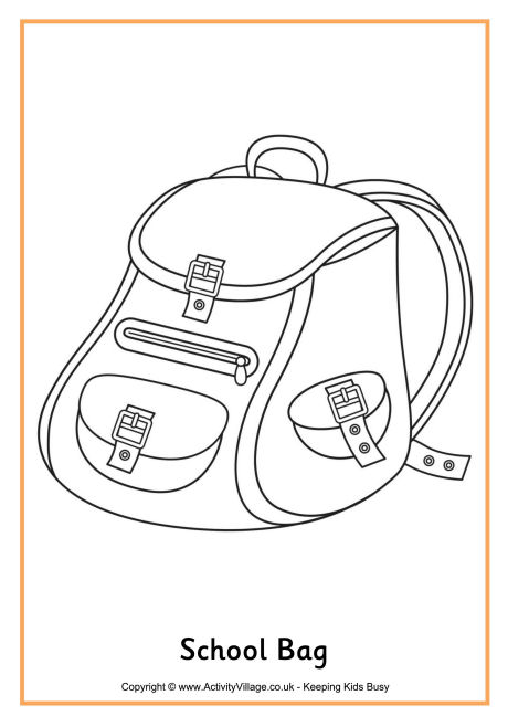 School Bag Colouring Page