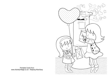 Sending a Valentine colouring card
