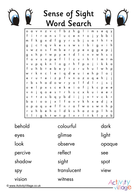 Sense Of Sight Word Search