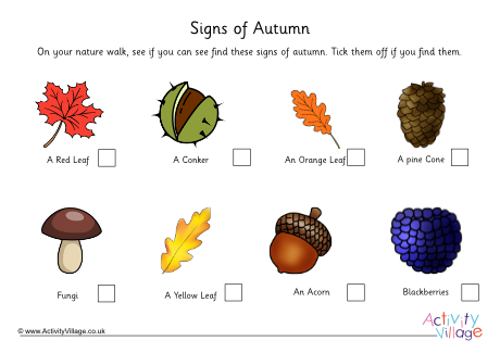 Signs of Autumn Scavenger Hunt