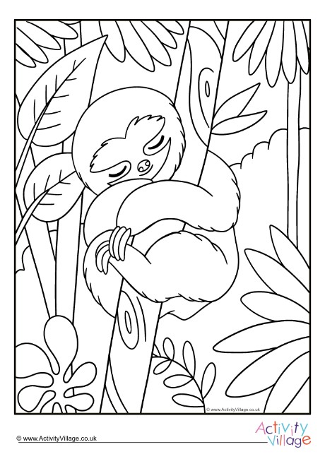Sloth colouring page 2