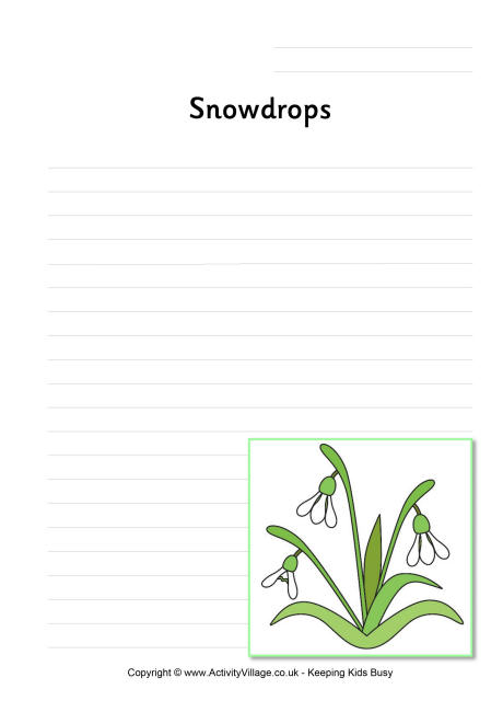 Snowdrops writing page