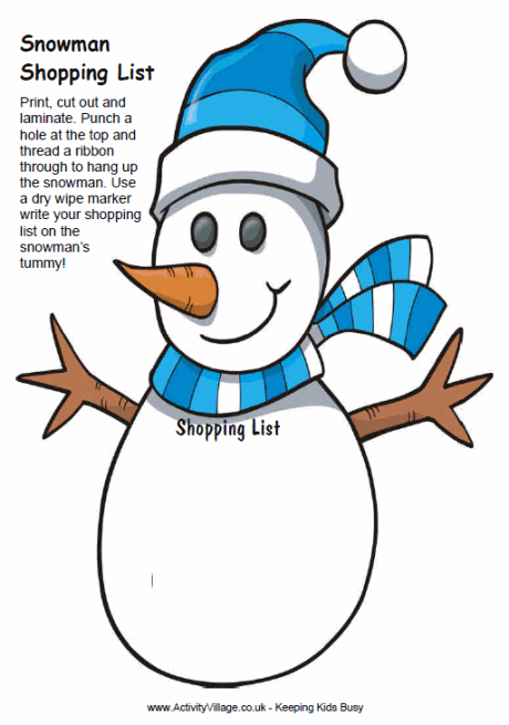 Snowman shopping list