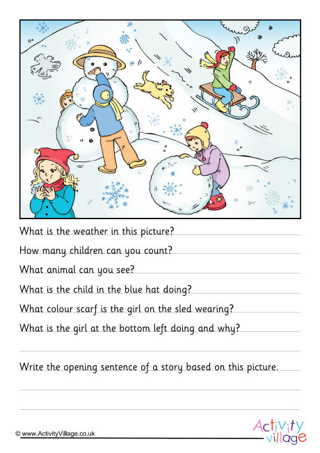 Snowy day picture comprehension