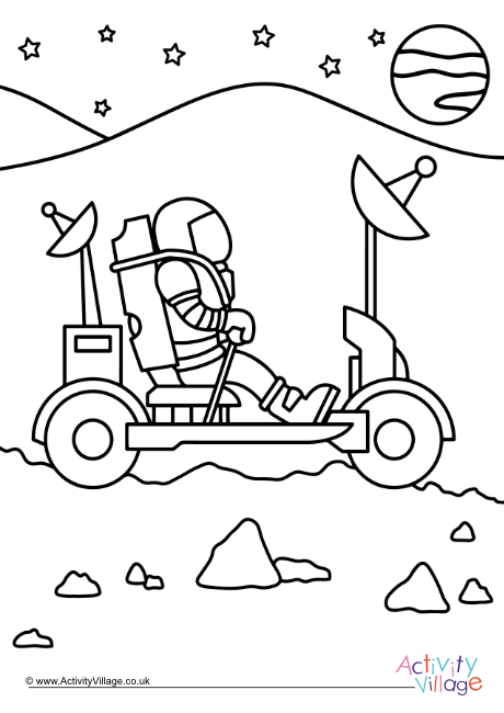 Space buggy colouring page 2