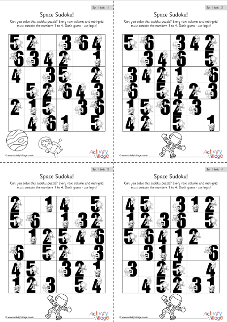 Space sudoku set 1 6x6