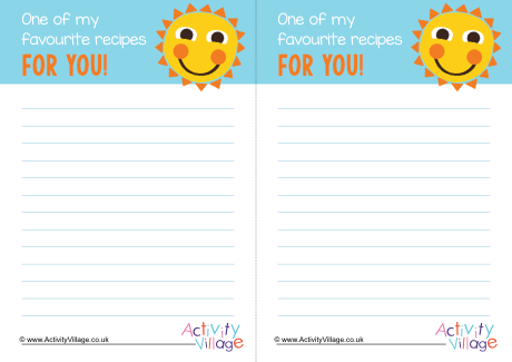Spread A Little Sunshine recipe sheet