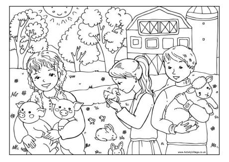 Spring animals colouring page