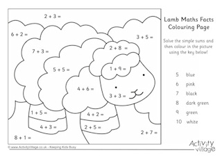 Spring Maths Facts Colouring Pages