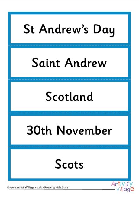 St Andrew's Day word cards