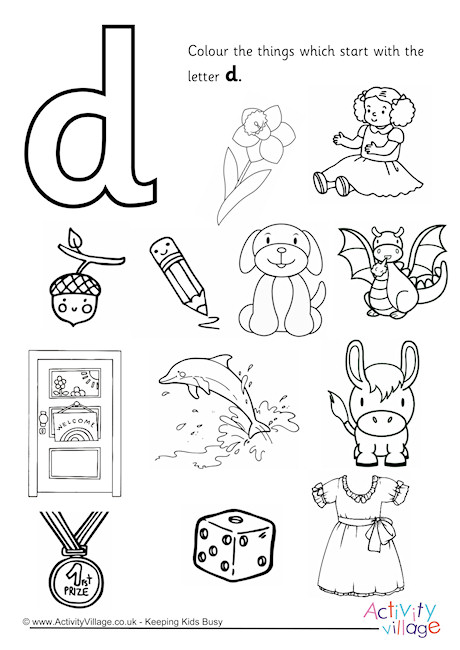 Start With The Letter D Colouring Page