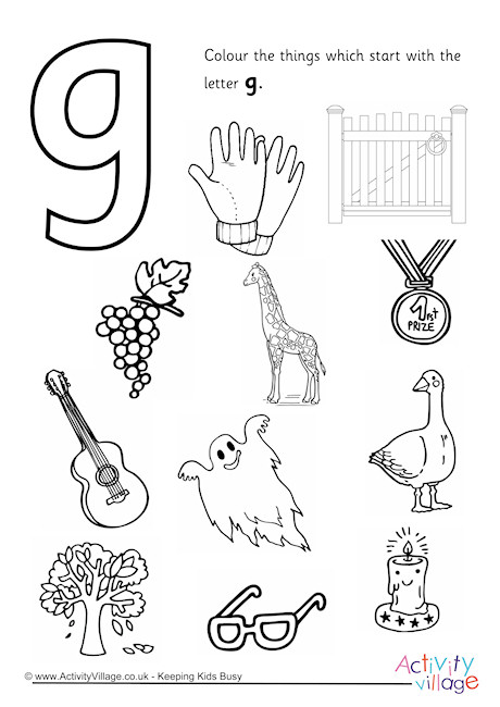 Start With The Letter G Colouring Page
