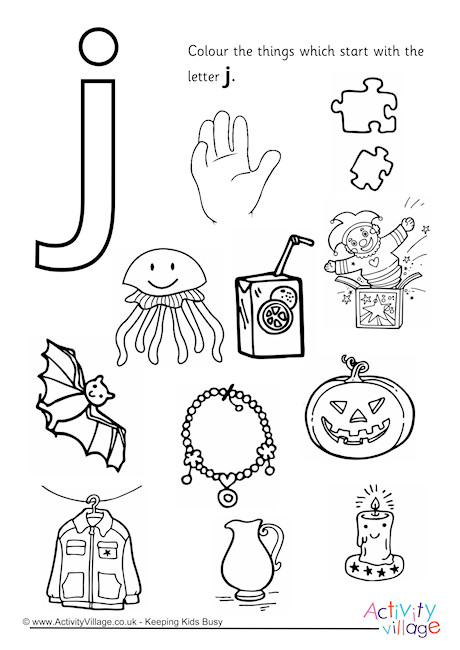 Start With The Letter J Colouring Page