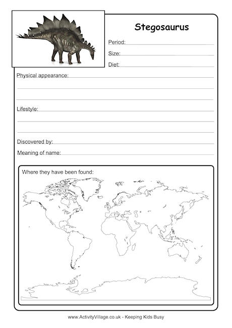 Stegosaurus Worksheet