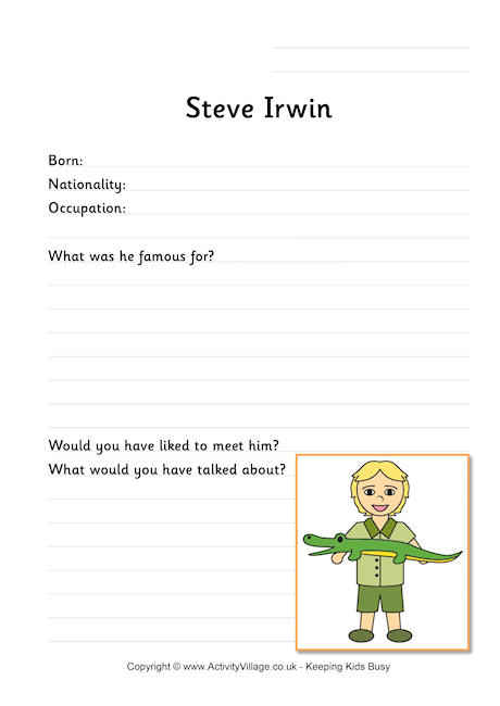 Steve Irwin Worksheet