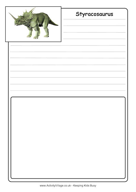 Styracosaurus notebooking page