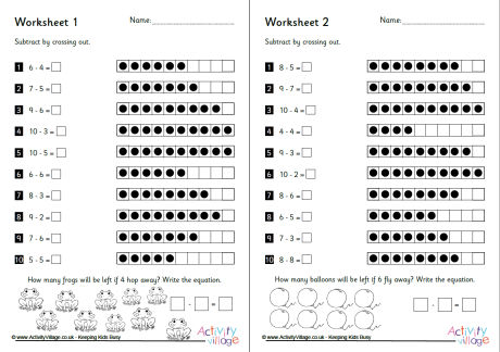 Subtraction by Crossing Out Worksheets Set 2