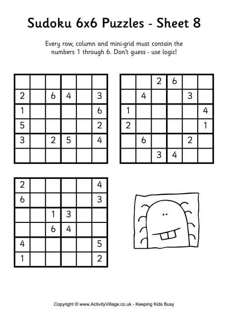 sudoku puzzle 6x6
