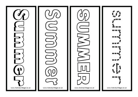 summer colouring bookmarks
