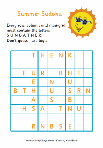 Summer Word Sudoku Difficult