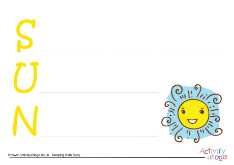 Sun Acrostic Poem Printable