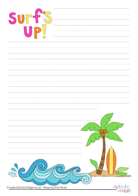 Surf's Up Writing Paper
