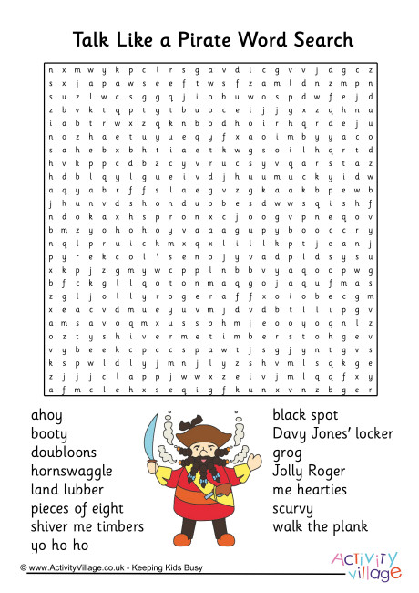 talk like a pirate word search