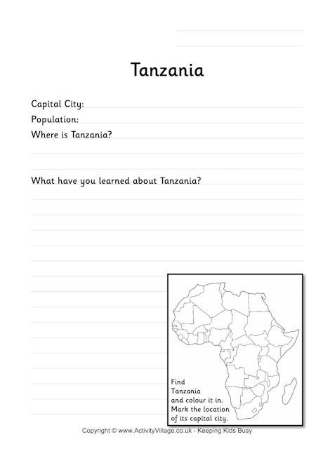 Tanzania worksheet