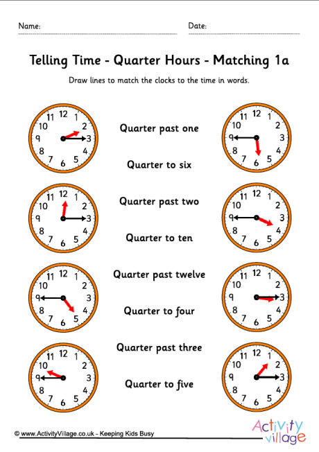 Quarter Hour Worksheet