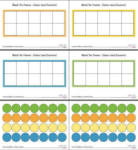 Ten Frames - Large Blank with Counters