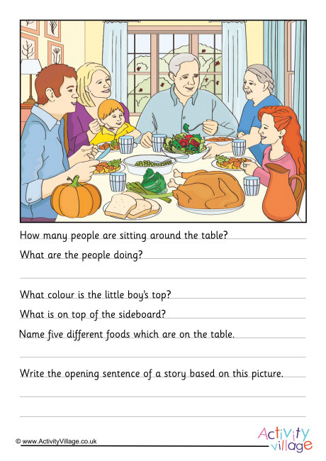 Thanksgiving Dinner Picture Comprehension