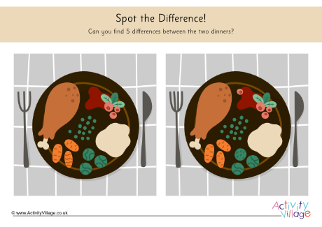 Thanksgiving Dinner Spot The Difference