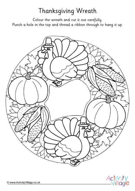 Thanksgiving Wreath Colouring Page